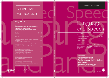Cover of Special Issue on Parsimony and Redundancy in Models of Language (in Language and Speech)